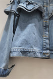 Ruffle-Trimmed Denim Jacket