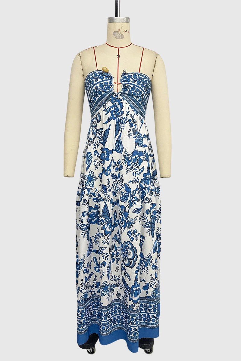 Strapless Floral Casual Dress