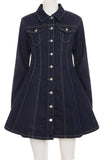 Button-Front Casual Denim Dress