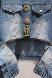 Embellished Denim Cropped Jacket