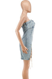 Strapless Romper with Lace-Up Sides