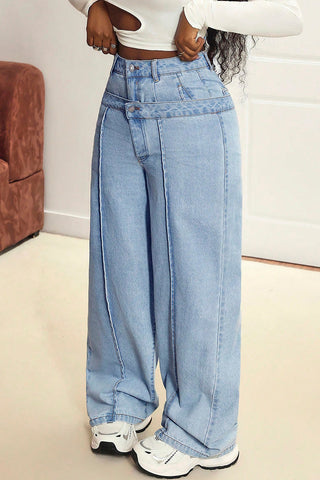 Straight Jeans with Folded Detail