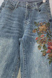 Floral Wide-Leg Jeans