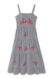 Lobster Motif Gingham Maxi Dress