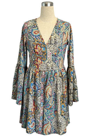 V-Neck Paisley Cocktail Dress