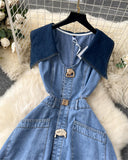 Button-Front Denim Dress