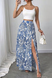 Paisley High-Slit Midi Skirt