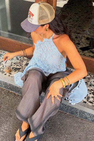 Asymmetric Lace Tank Top