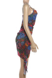 Asymmetrical Floral Print Casual Dress