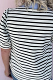 Striped Polo T-Shirt with Quarter Sleeves