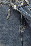 Wide-Leg Denim Trousers with Unique Details