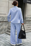 Striped Button-Down Pants Set