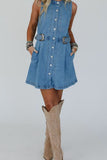 Buttoned Denim Skater Dress
