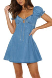 Tie-Front Denim Mini Dress