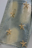 Star-Embellished Denim Shorts