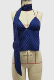 Polka Dot Halter Tank with Scarf Detail