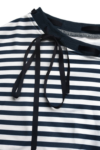 Off-Shoulder Striped Sweatshirt