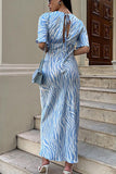 Flowing Zebra Print Casual Dress