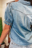 Button-Front Short-Sleeve Blouse
