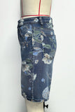 Floral Printed Denim Shorts