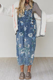 Floral Pattern Denim Jumpsuit