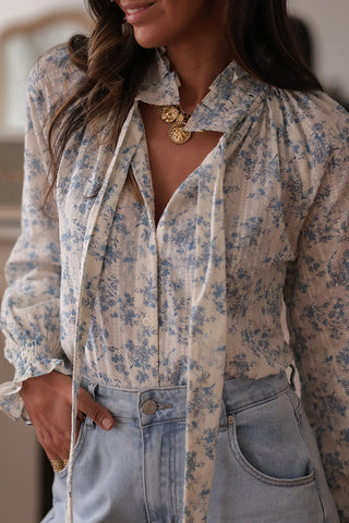 Floral Bow-Tie Blouse
