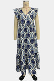 Floral-Print Ruffle Sleeve Casual Dress