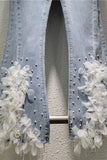 Floral Embellished Flare Jeans