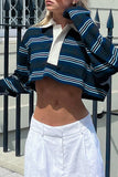 Striped Cropped Polo Shirt