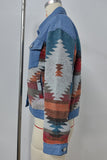 Aztec Pattern Denim Jacket