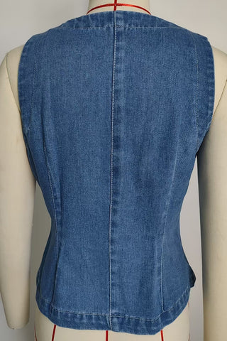 Button-Front Denim Vest