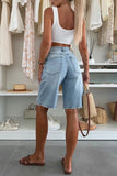Distressed High-Waist Casual Shorts