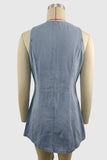 Button-Front Denim Mini Dress