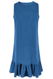 Button-Back Denim Dress