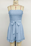 Strapless Smocked Romper with Belt