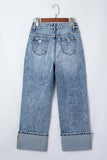 Cuffed Straight Loose Jeans