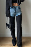 High-Rise Two-Tone Flare Jeans
