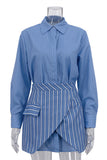 Striped Skirt Set with Collar