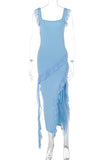 Ruffle Trim Asymmetric Dress