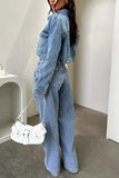 Casual Straight-Leg Patchwork Jeans
