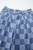 Checkered Wide Leg Casual Pants