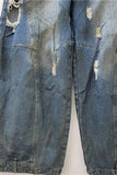 Distressed Wide-Leg Denim Jeans