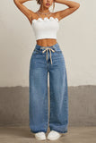 Pearl-Studded Straight-Leg Jeans