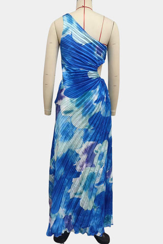 One-Shoulder Asymmetrical Pleated Dress