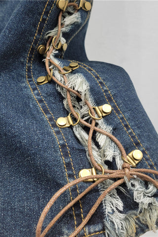 High-Waisted Flare Jeans with Button Details