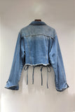 Distressed Lace-Up Denim Jacket