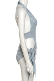 Halter Bodysuit & Draped Skirt Set