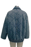 Quilted Zip-Front Denim Jacket