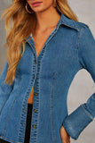 Tailored Button-Front Denim Shirt