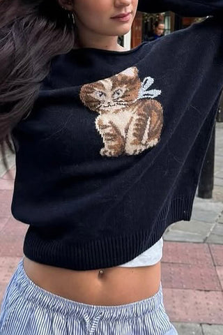Off-Shoulder Animal Print Sweater